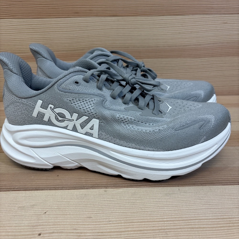 HOKA Clifton 10 Men's Size 8D Running Shoes 1162030 Athletic Sneakers Gray White